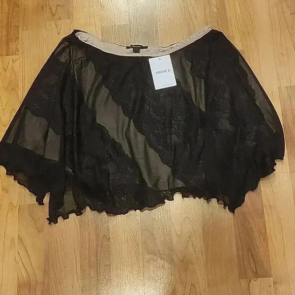 Forever21 Skirt Whimsy Goth Lace Mesh Lingerie Black  L - Picture 2 of 8